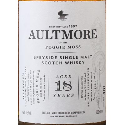 欧摩18年单一麦芽苏格兰威士忌 Aultmore Aged 18 Years Speyside Single Malt Scotch Whisky 700ml