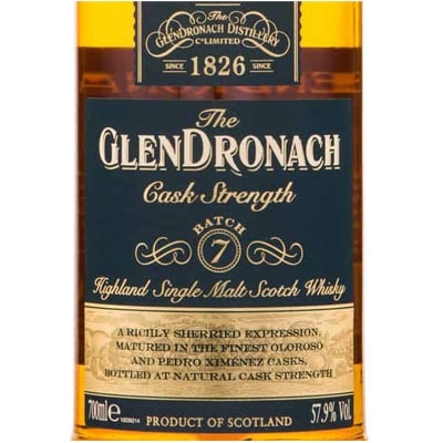 格兰多纳桶装原酒第七版单一麦芽苏格兰威士忌 Glendronach Cask Strength Batch 7 Highland Single Malt Scotch Whisky 700ml