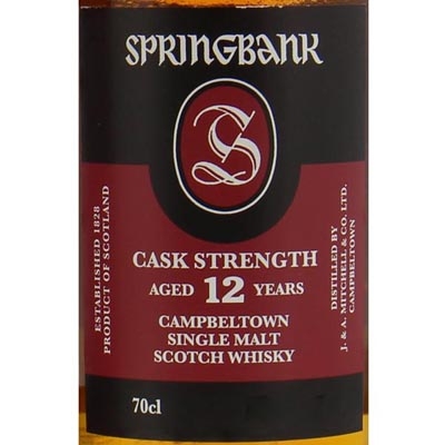 云顶12年桶装强度单一麦芽苏格兰威士忌 Springbank Aged 12 Years Cask Strength Campbeltown Single Malt Scotch Whisky 700ml