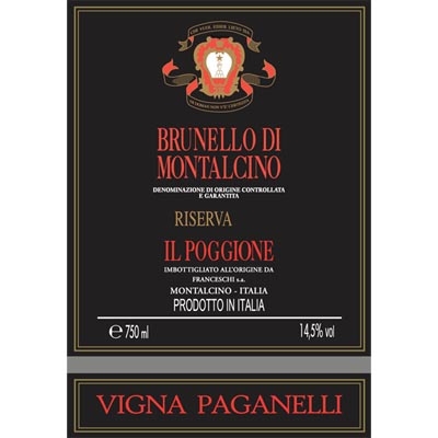 波吉欧酒庄布鲁奈罗珍藏干红葡萄酒 Il Poggione Vigna Paganelli Brunello di Montalcino Riserva DOCG 750ml