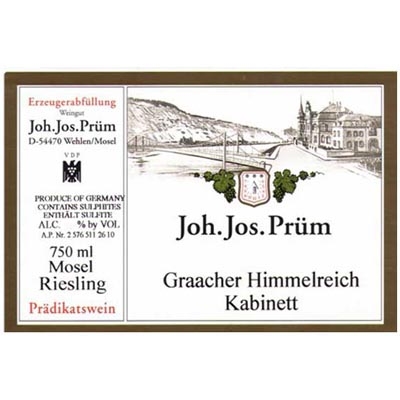 普朗酒庄格拉齐仙境园雷司令珍藏白葡萄酒 Joh. Jos. Prum Graacher Himmelreich Riesling Kabinett 750ml