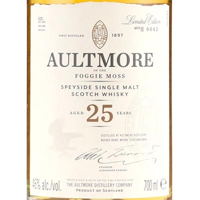 欧摩25年单一麦芽苏格兰威士忌 Aultmore 25 Year Old Speyside Single Malt Scotch Whisky 700ml