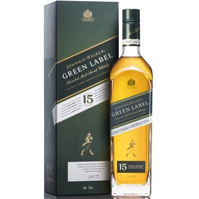 尊尼获加绿牌混合麦芽苏格兰威士忌 Johnnie Walker Green Label Aged 15 Years Blended Malt Scotch Whisky 750ml（新旧包装随机发货）