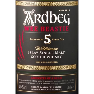 阿德贝哥5年小怪兽单一麦芽苏格兰威士忌 Ardbeg Wee Beastie 5 Year Old Single Malt Scotch Whisky 700ml